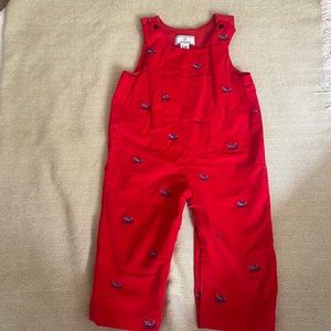 Classic Prep Childrenswear/CPC red corduroy sled overalls
